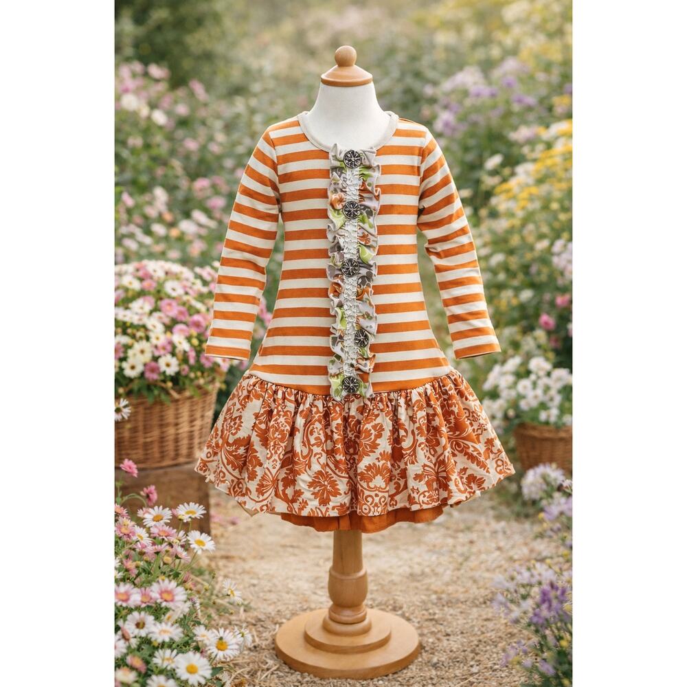 Boutique Cottagecore Girls Dress 6 Giggle Moon Ruffle Whimsical Vintage Style